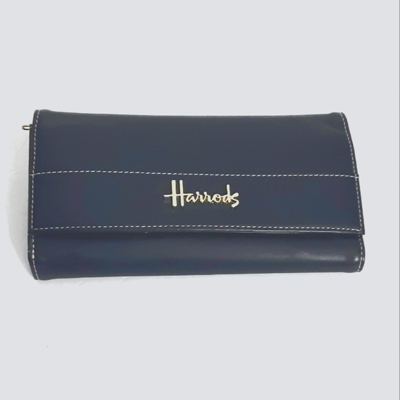 Harrods Handbags - Harrods navy blue leather wallet